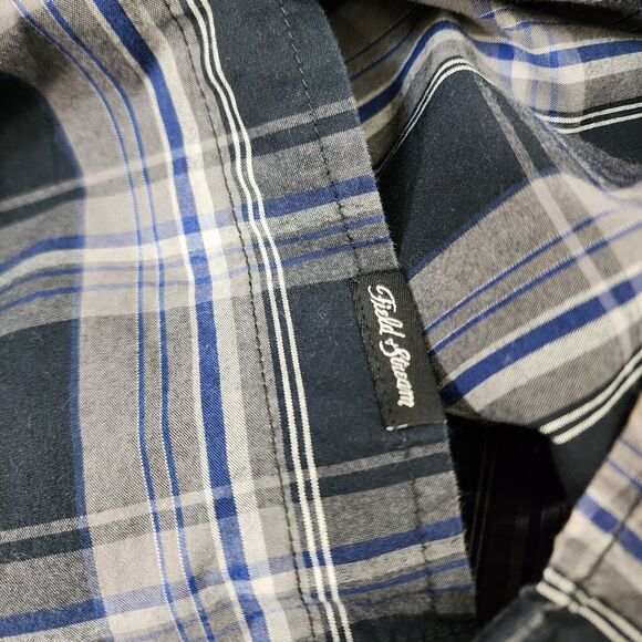 Field and Stream Mens Shirt Size 2XLT Plaid Button Long Sleeve Black Gray Pocket - Picture 9 of 11